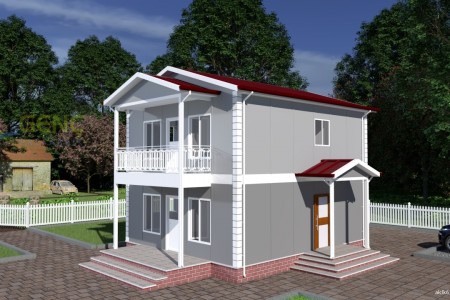 122 m² Çift Katlı Prefabrik Ev - GP205 (Çift Katlı Prefabrik Evler)